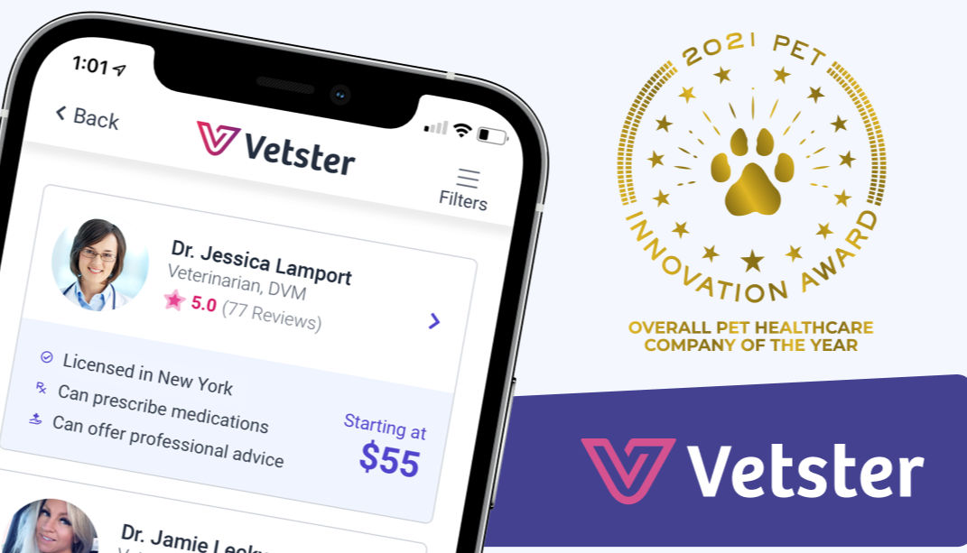 Vetster named Pet HealthCare Company of the Year - Vetster