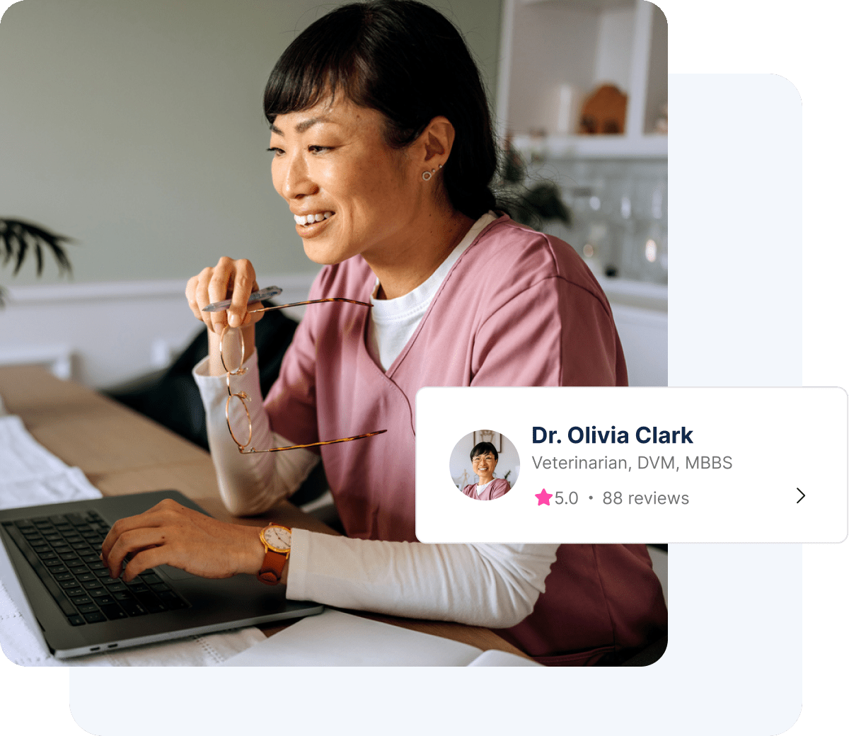 Vetster veterinarian having a video call